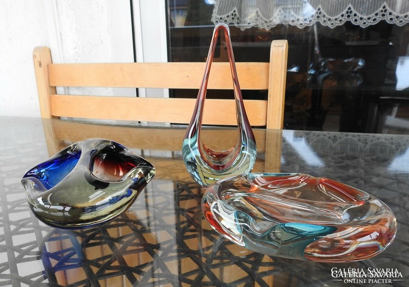 Muránói szivárvány színű üveg készlet - három darabos szett