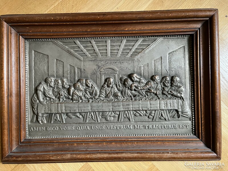 Last dinner in a brass relief frame