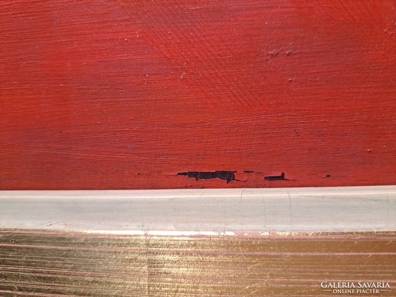 Vörös és fekete - absztrakt (olaj, kerettel 67x58 cm) kortárs, azonosítatlan művész - geometrikus