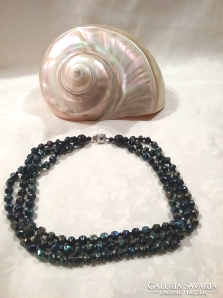 Old 3-row actor glass necklace 44 cm