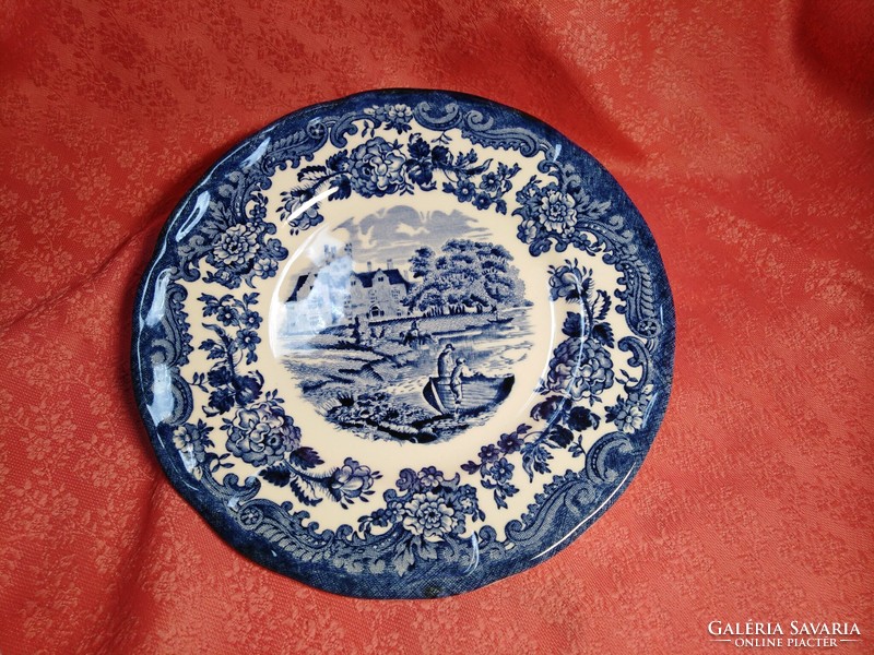 Gyönyörű angol jelenetes porcelán kis tányér