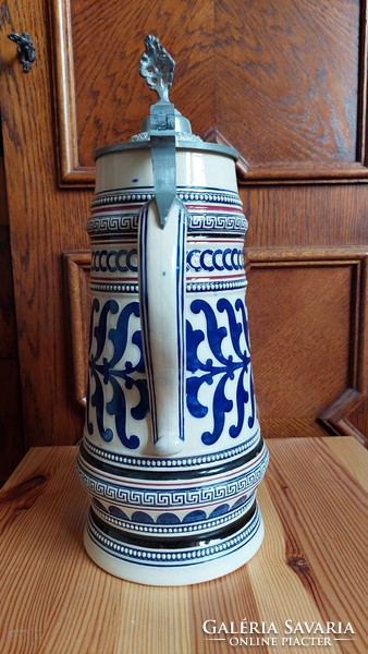Jugendstil jug, jug with pewter lid - merkelbach & wick