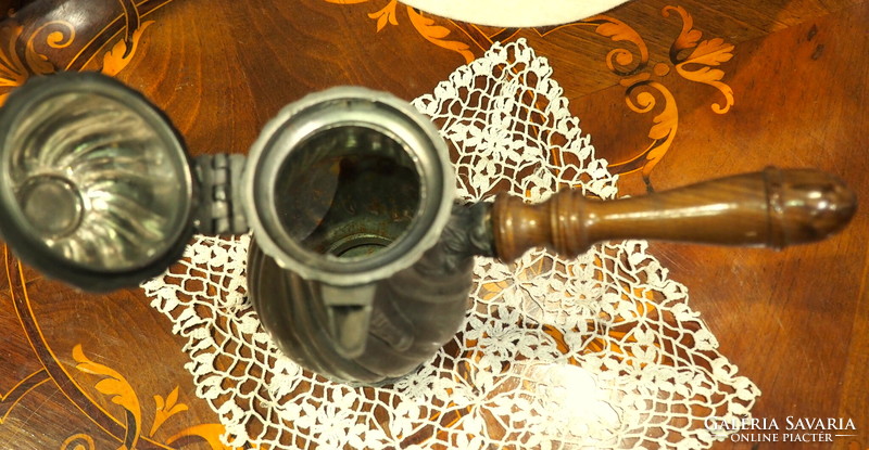 Baroque pewter spout with wooden handle