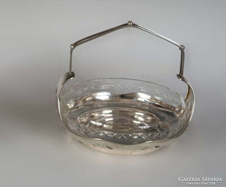Silver art deco glass serving