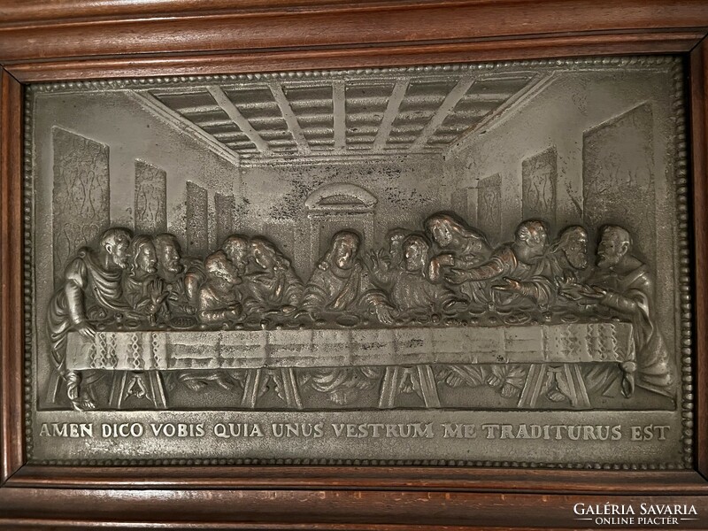 Last dinner in a brass relief frame