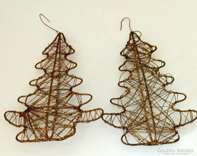 4 old gold-colored metal Christmas tree ornaments