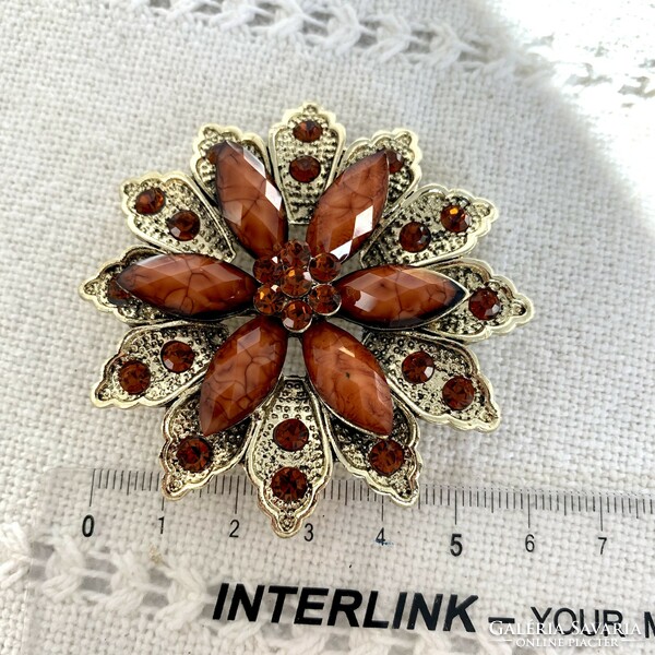 Large Rhinestone Brooch Pin Flower Pin Badge 2000s Metal Pin Pendant