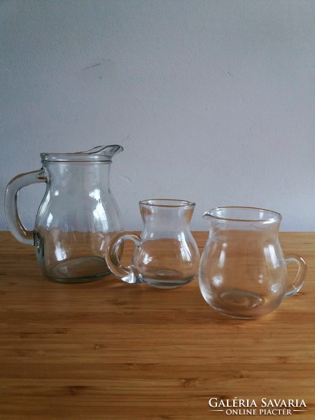 3 Glass pourers, small jugs