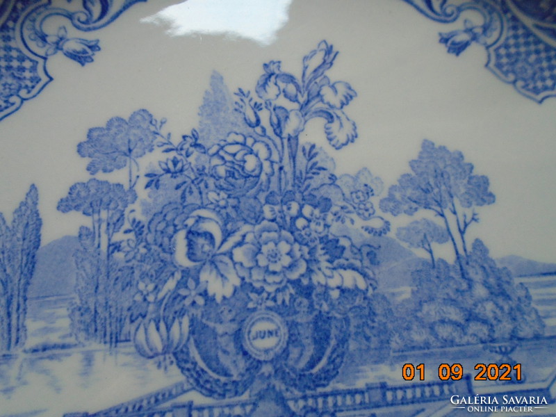 1837  SPODE "Seasons" Évszakok minta, nagy dísztál BLUE ROOM COLLECTION