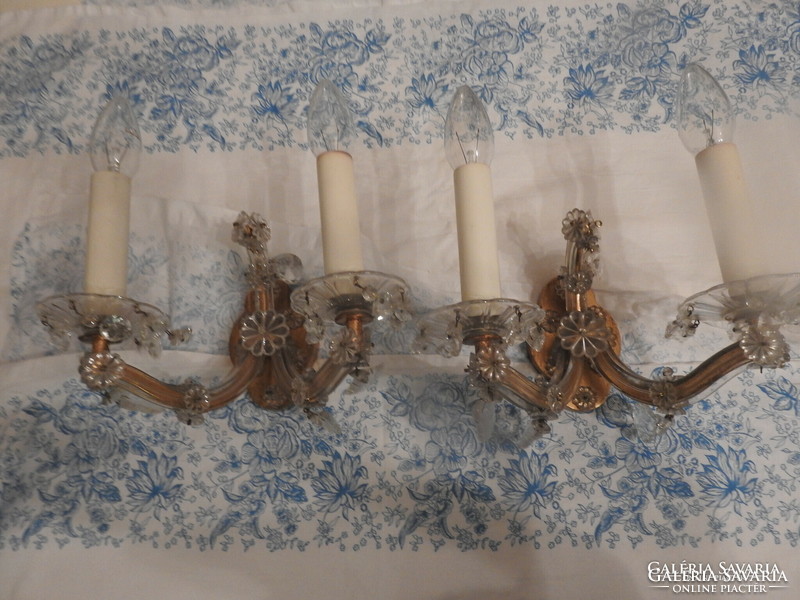 Old two-armed baroque crystal wall bracket