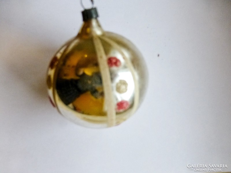 Antique glass Christmas tree ornament, dotted ball iii.