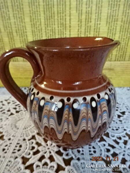 Bulgarian glazed ceramic jug, height 10 cm. He has!