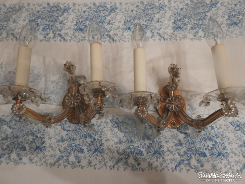 Old two-armed baroque crystal wall bracket