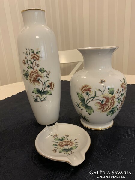 Hölóházi flower vase set and ashtray