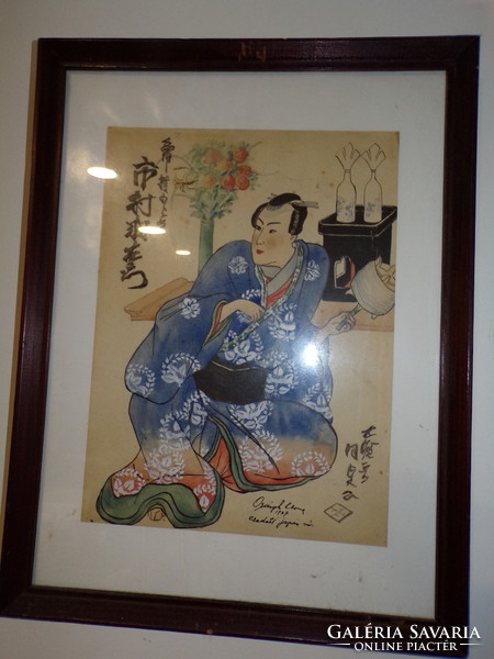 Japán gésa festmény keretben
