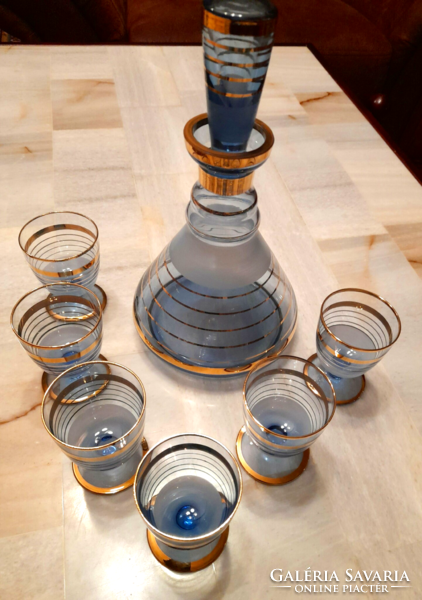 Retro glass brandy liqueur serving set