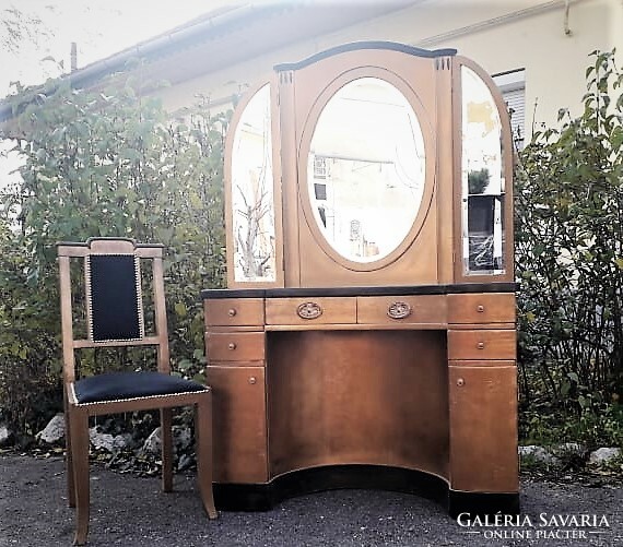 Jugendstil mirror, toilet cabinet, chair.