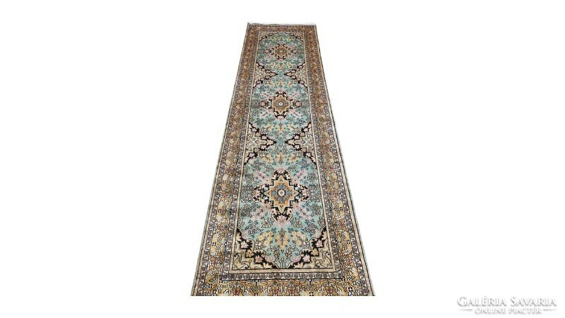 Kashmiri 100% silk carpet green 320x96