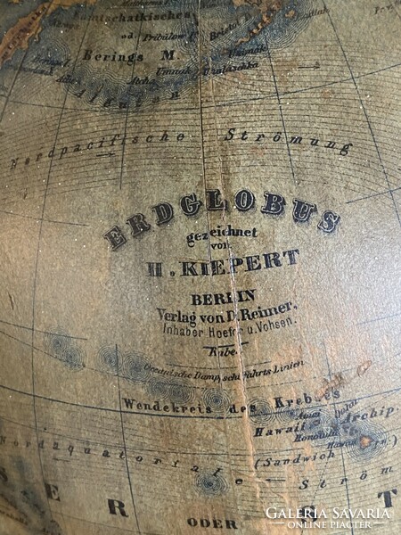 RITKASÁG!! 19.századi Antik Földgömb Heinrich Kiepert