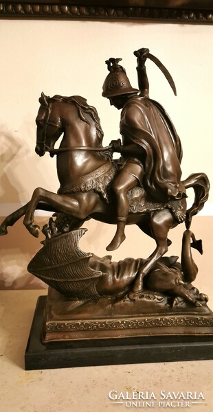 Sárkányölő Szent György - Monumentális bronz szobor műalkotás