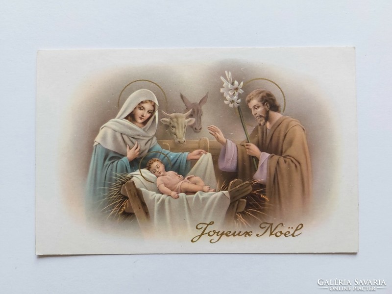 Régi karácsonyi képeslap levelezőlap Szent Család