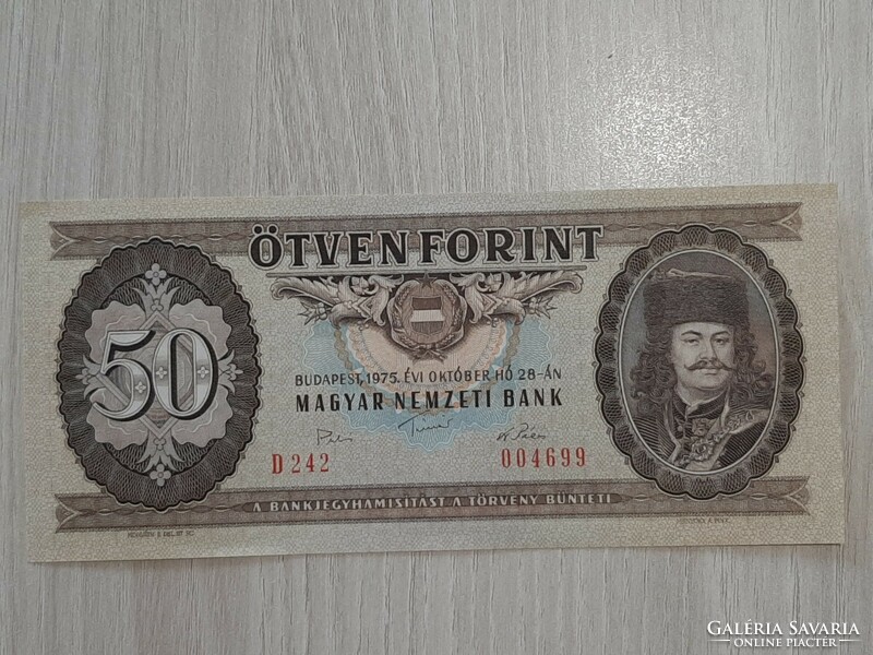 50 forint bankjegy 1975 UNC ropogós Ritka bankjegy
