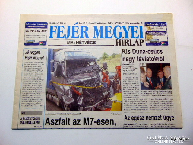 2003 September 13 / Fejér county newspaper / as a gift :-) no.: 24416