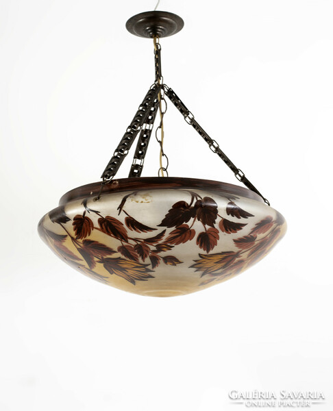 Frog chain ceiling chandelier with leafy glass cover