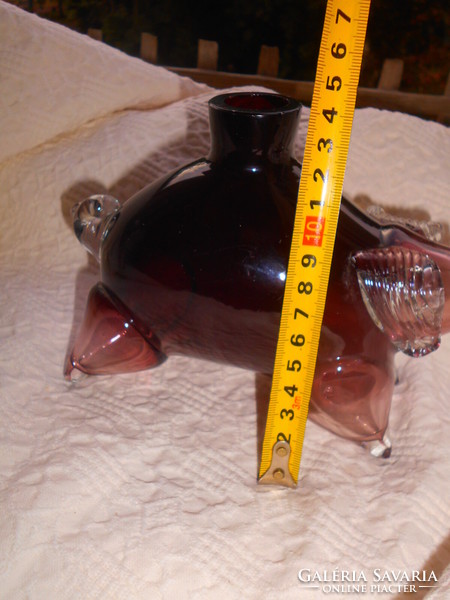 Különleges kézműves munka- vastag üveg palack -malac alaku