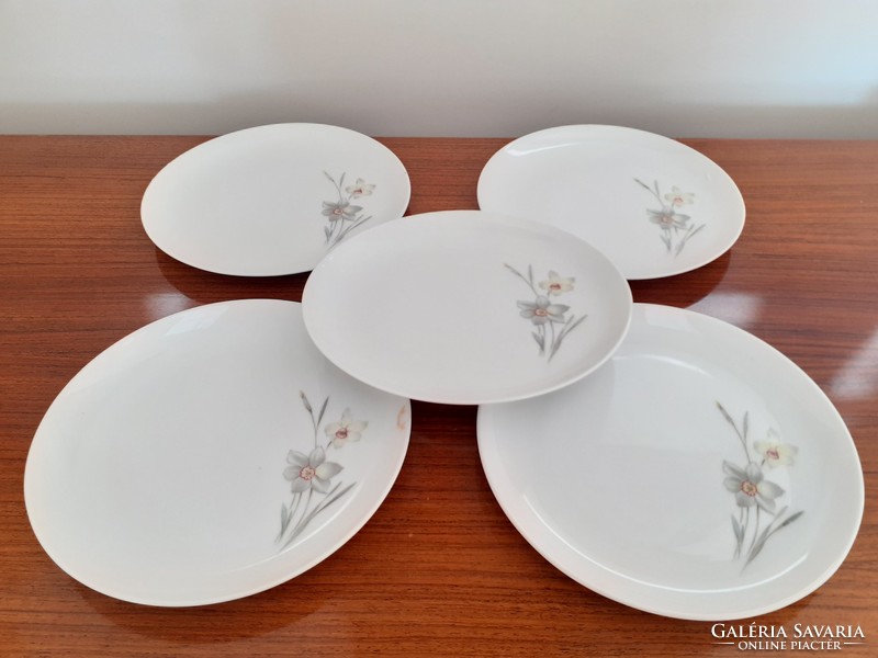 Old bavaria porcelain small plate with daffodil pattern dessert 5 pcs