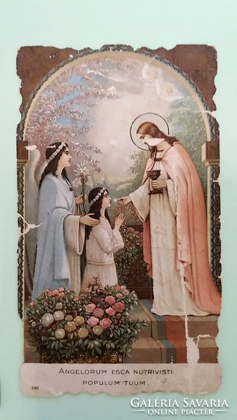 Old small image of a holy image with a lacy edge 1899 prayer 3 pcs