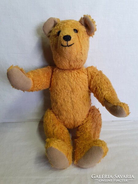 Old preserved teddy bear with glass eyes and long paws