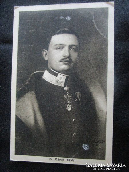 IV. KÁROLY KORONÁS MAGYAR KIRÁLY HABSBURG 1916 KORABELI EREDETI FOTÓLAP KÉPES