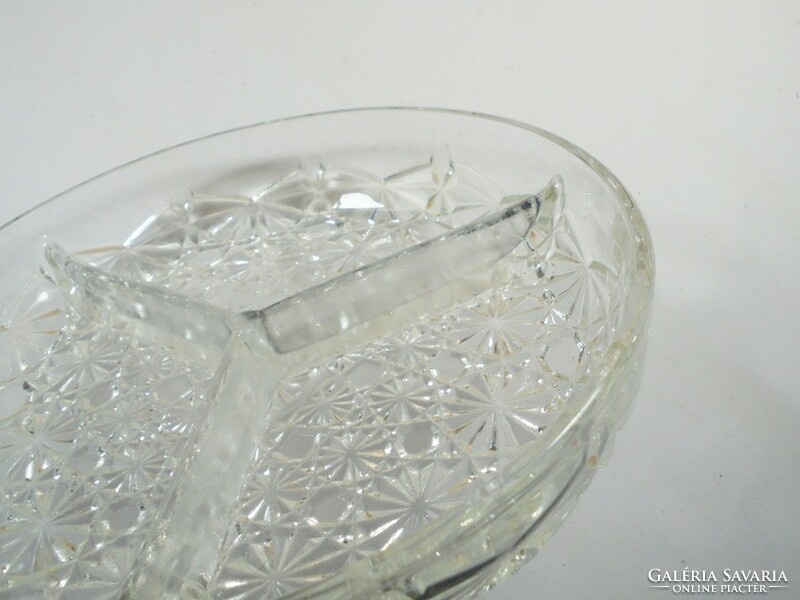 Retro régi üveg kínáló tál - cukorkás tál - 18,7 cm átmérő - kb. 1970-es évekből