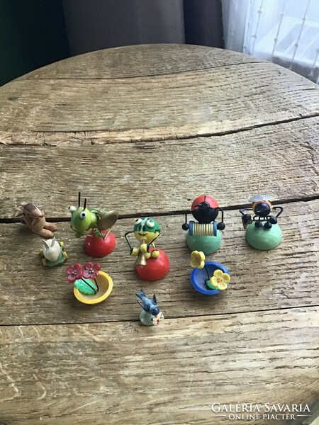 Old hand painted wooden mini figures