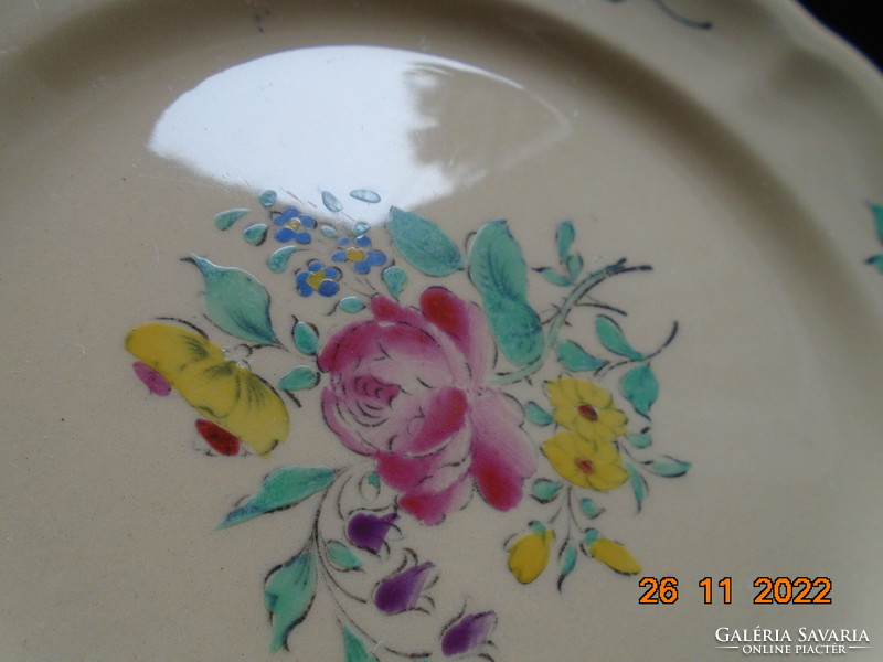 LUNEVILLE ALT STRASBURG kézzel festett virágmintás francia fajansz tányér