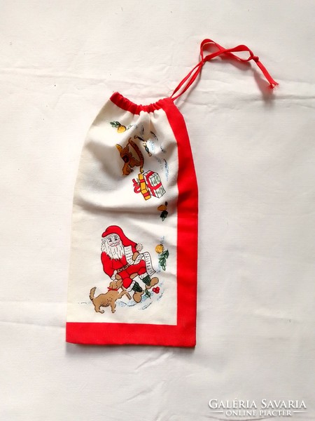 Hatalmas karácsonyi ajándék zacskó akasztós harisnya zokni Mikulás szán télapó angyal kandalló dísz