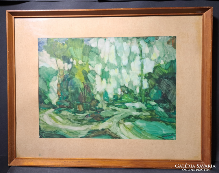 Beautiful landscape marked Heinrich (with frame: 45×56cm)