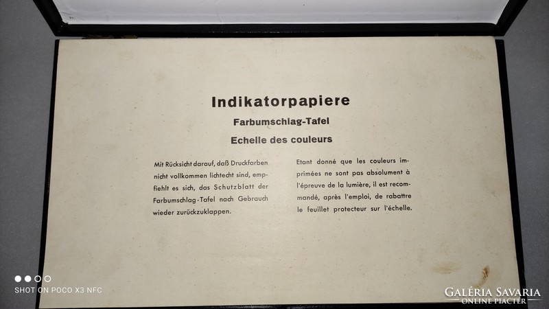 Vintage BAYER indikator papiere PH teszt papír eredeti csomagolásban lakmusz papír szett dobozában