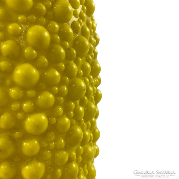 Retro sárga műanyag buborékos váza az 1970-es évekből