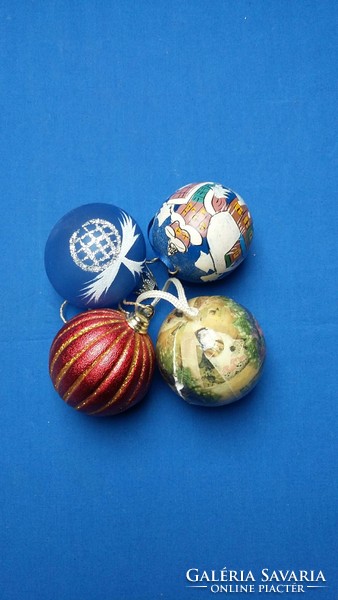 Four different spheres Christmas tree decorations
