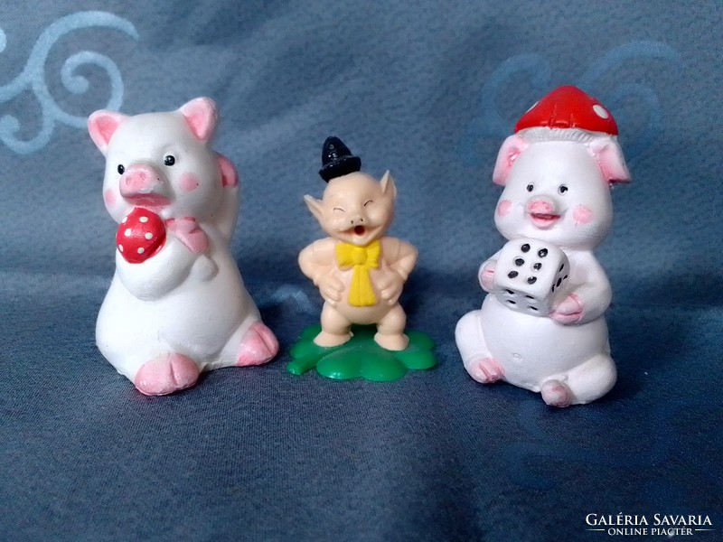 3 Funny New Year's mascot ceramic luck pig figure dice mushroom New Year's Eve decoration gift