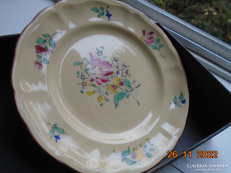 Luneville keller&guerin alt strasburg hand painted flower pattern French faience plate