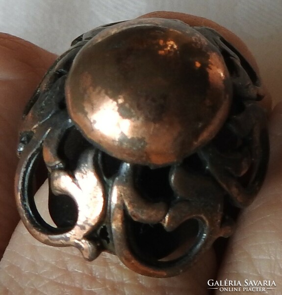 Antique bronze bronzed signet ring - ring