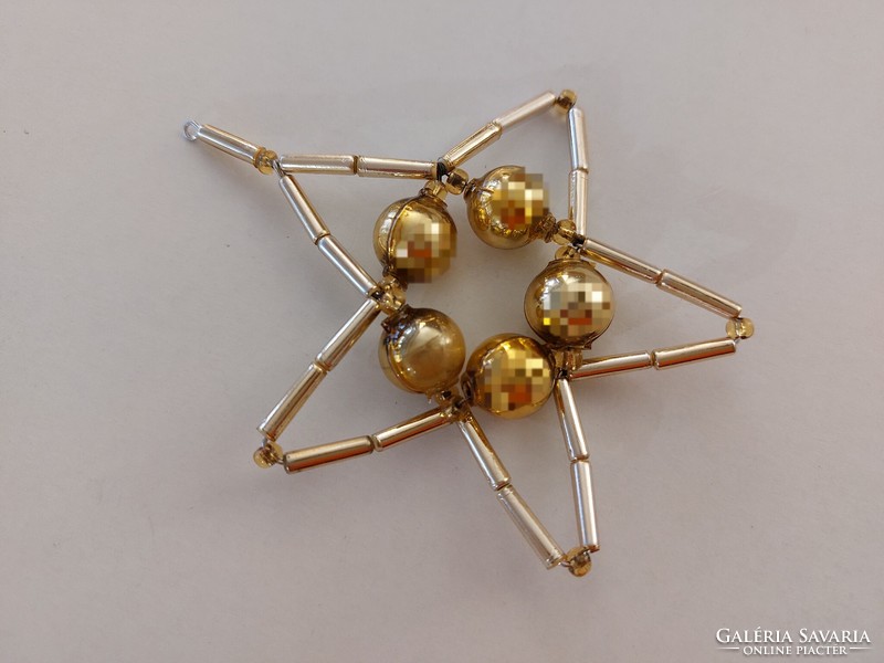 Old glass Christmas tree ornament with gold star glass ornament