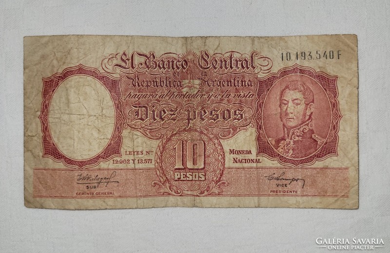 Argentína, 1960, 10 Peso bankjegy