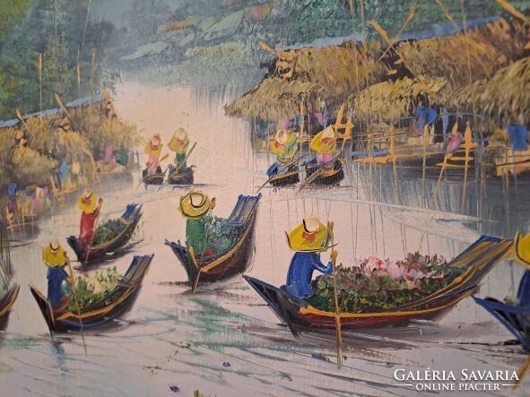 Laoszi virágárusok! Elképesztően vidám ázsiai festmény!