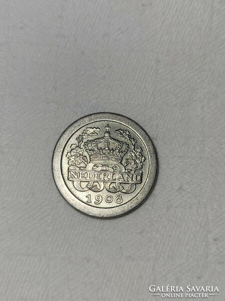 Hollandia, I. Wilhelmina, 5 cent réz-nikkel érme, 1908