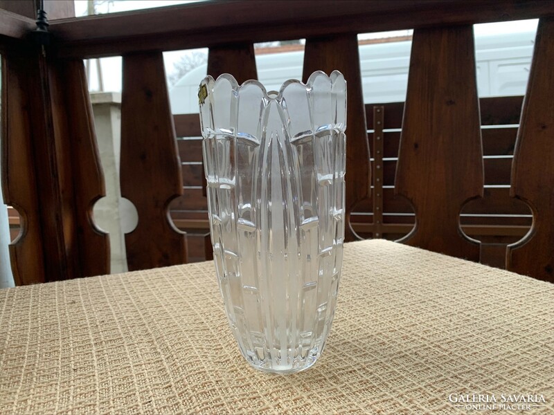 Hibátlan retro ólomkristály váza, kristály váza lengyel saját dobozában, ajándékozható