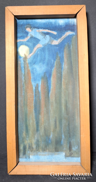 Holdugró (kerettel  18x37 cm) olaj farost